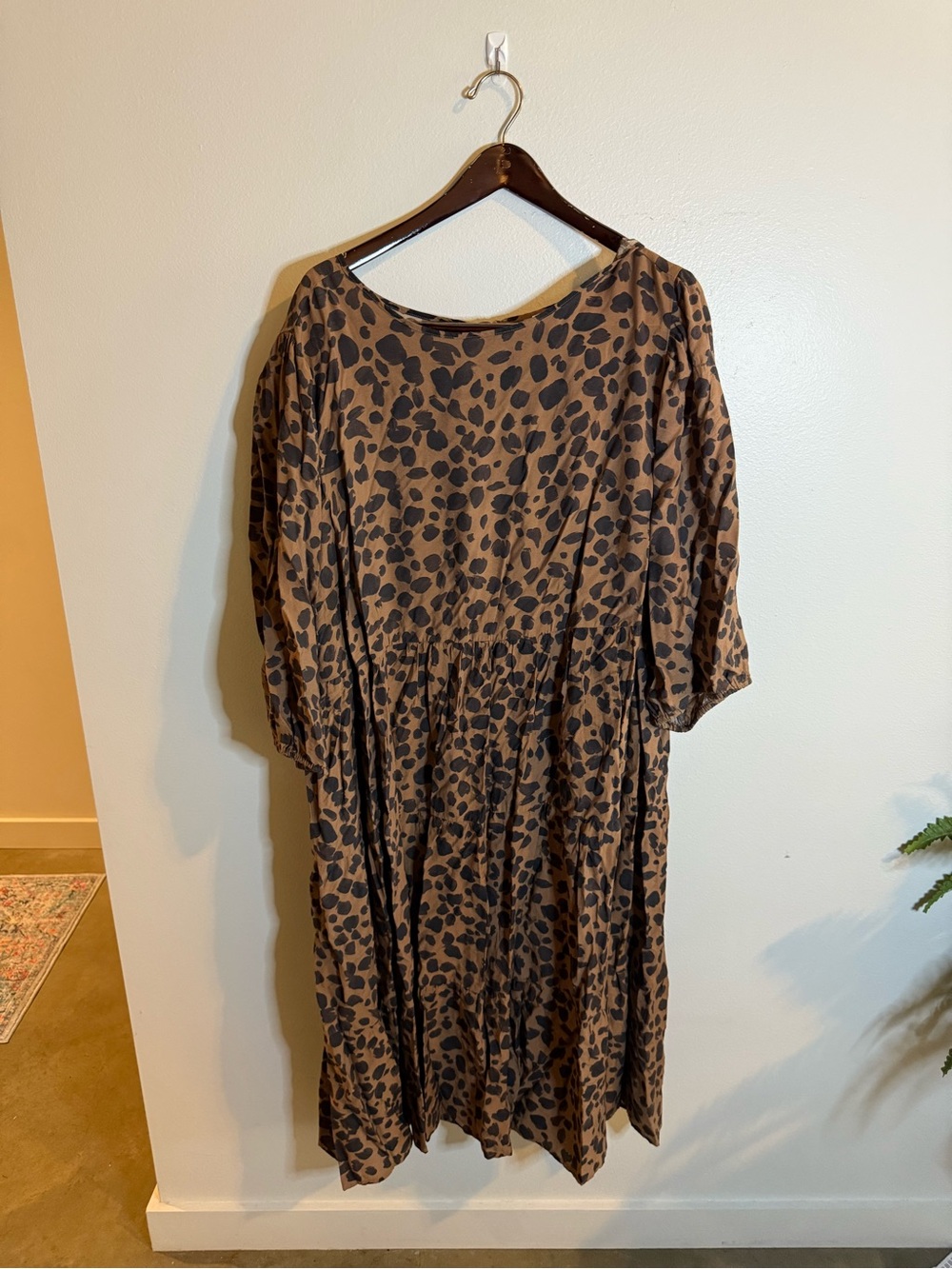 Ava & Viv Brown and Black Leopard Midi Dress